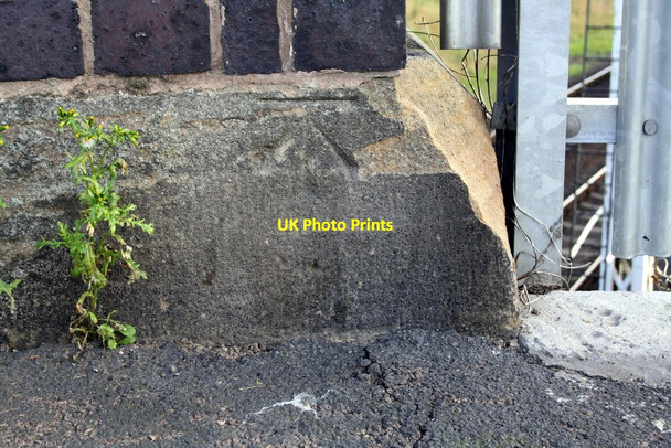 Photo 6"x4" Benchmark on railway bridge parapet, Beeches Road Loughborough c2015