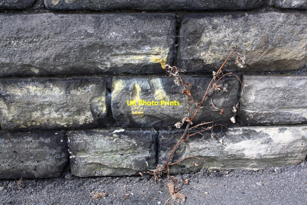 Photo 6"x4" Benchmark on Gaisby Lane bridge Shipley\/SE1437 c2015