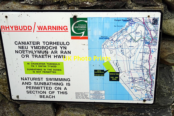 Photo 6"x4" Warning - Naturists Llanenddwyn c2015