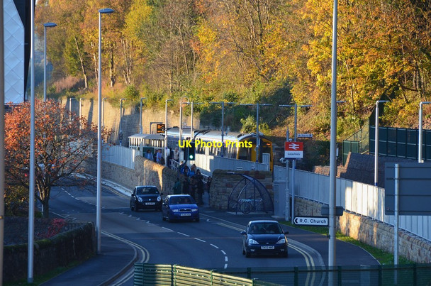 Photo 6"x4" Galashiels station and the A7 Galashiels c2015