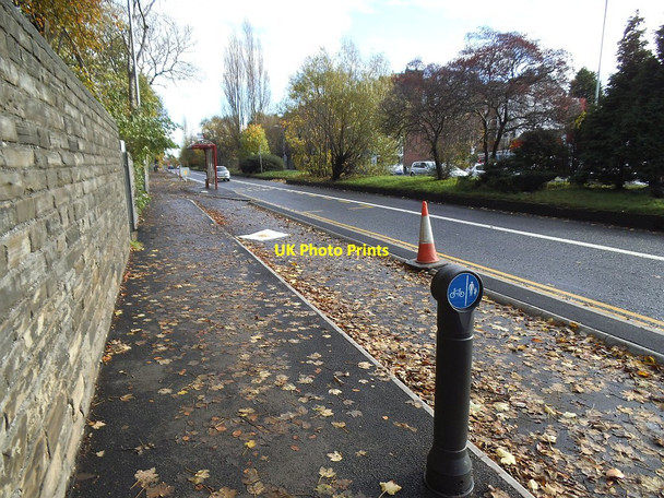 Photo 6"x4" Stanningley Road with bus stop and cycle lane Upper Armley c2015
