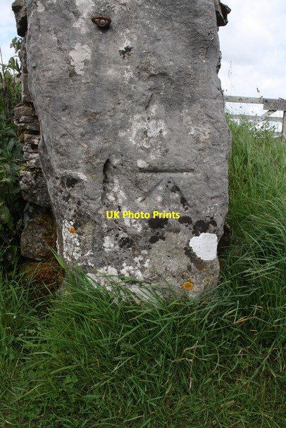 Photo 6"x4" Benchmark on gatepost beside track to Dale Head Brackenbottom c2015