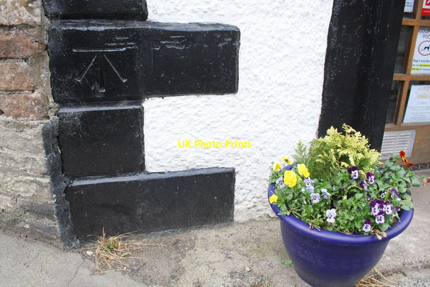Photo 6"x4" Benchmark on Village Stores and Post Office Kirkby Thore c2015