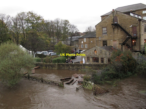 Photo 6"x4" Flooded beer garden at the Kirkstall Bridge Inn Sandford\/SE2535 c2015