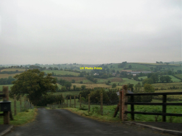 Photo 6"x4" Farm lane off the Banbridge Road with a view over the Lagan Valley Dromara c2015
