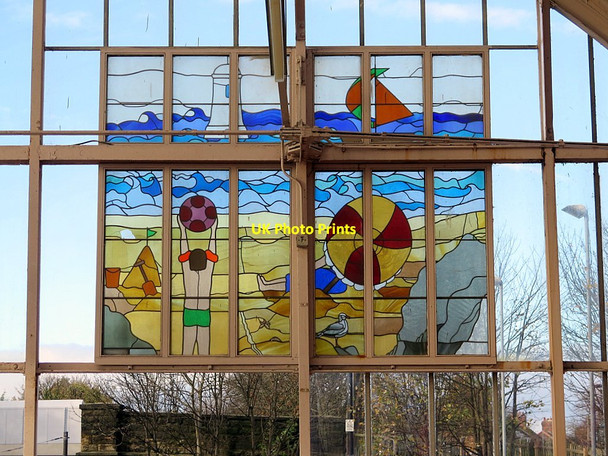 Photo 6"x4" Stained glass (east), Monkseaton Metro Station Whitley Bay c2015