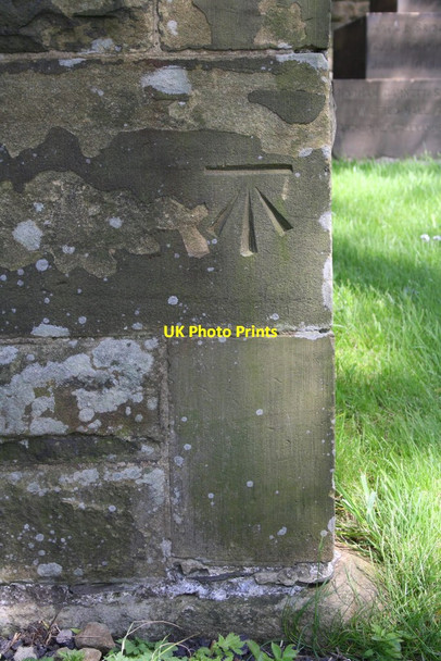 Photo 6"x4" Benchmark on tower of St Mary's Church Skipton c2015