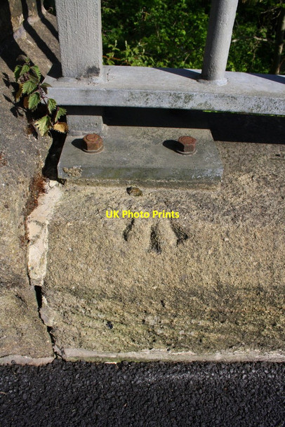 Photo 6"x4" Benchmark on Carleton Road bridge over Eller Beck Skipton c2015