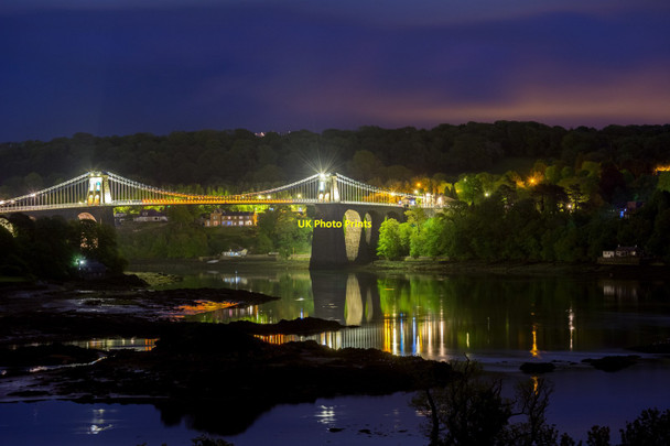 Photo 6"x4" Menai suspension bridge and Ynys Welltog Llanfair Pwllgwyngyll c2015