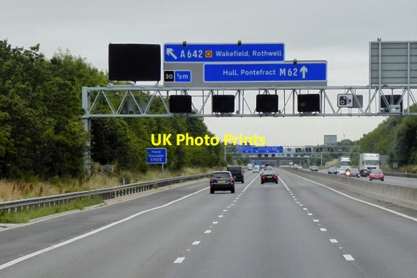 Photo 6"x4" Sign and Signal Gantry over the Eastbound M62 Lee Moor\/SE3425 c2015
