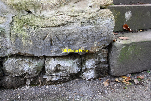 Photo 6"x4" Benchmark on wall of Barton Orchard Bradford-On-Avon c2015