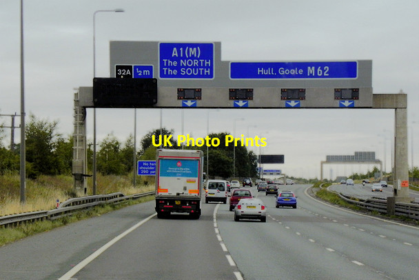Photo 6"x4" Eastbound M62, Overhead Sign Gantry near Junction 32A Pontefract c2015
