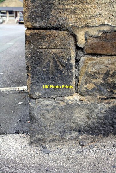 Photo 6"x4" Benchmark on Firth Street wall Skipton c2015