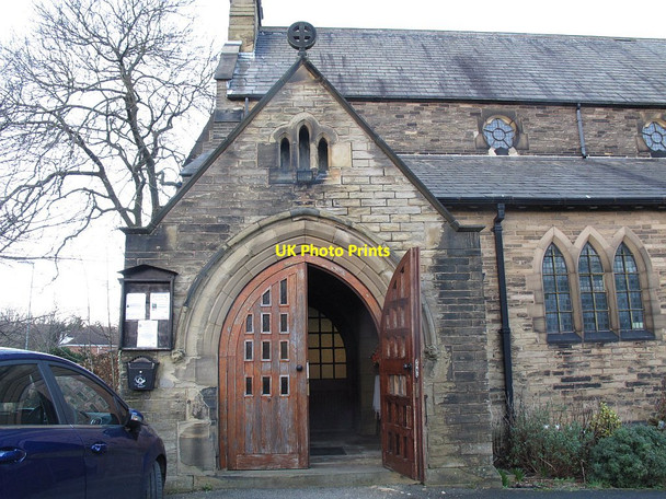 Photo 6"x4" St Barnabas church, Hightown: porch Cleckheaton c2016