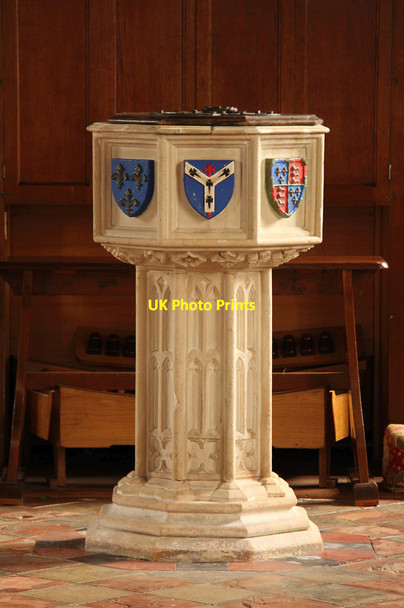 Photo 6"x4" All Saints, Barrow - Font Barrow\/TL7663 c2016