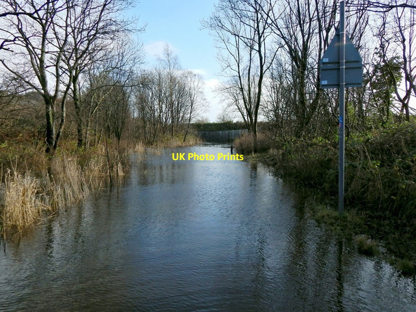 Photo 6"x4" Flooded cycle path Dumbarton c2016