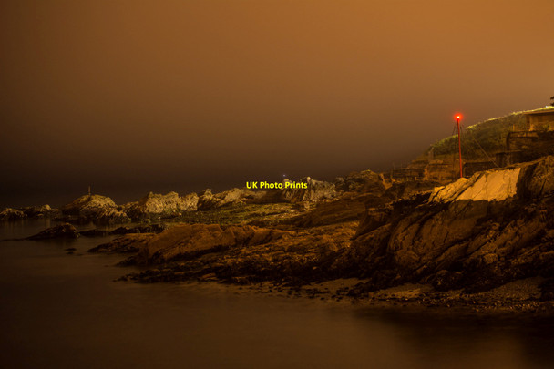 Photo 6"x4" Rocks outside Looe Harbour, night Looe c2015