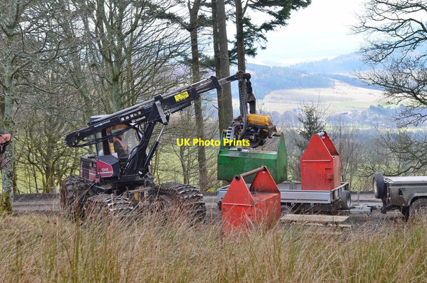 Photo 6"x4" Harvester with fuel tanks, Glentress Forest Peebles\/NT2540 c2016