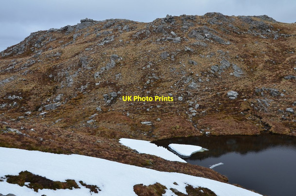 Photo 6"x4" Lochan and snow patches Camas-luinie c2016