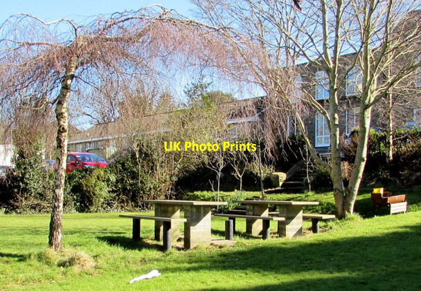 Photo 6"x4" Picnic tables in the grounds of Myrtle House, Llanelli Llanelli c2016