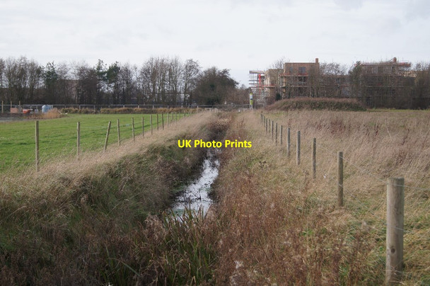 Photo 6"x4" Drainage ditch & new builds Trumpington c2015