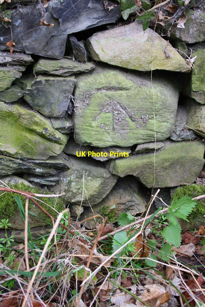 Photo 6"x4" Benchmark on Garendon Park boundary wall Thorpe Acre c2016
