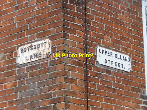 Photo 6"x4" Boyscott Lane and Upper Olland Street Peace Year signs Bungay c2016