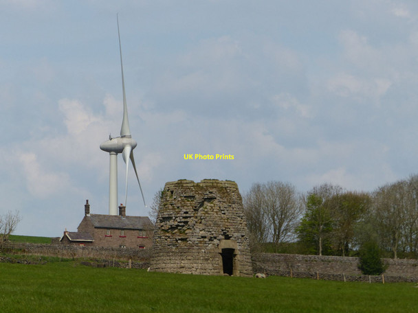Photo 6"x4" Windmill, turbine and railway cottages Carsington c2016