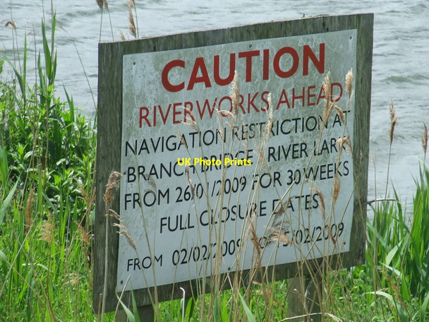 Photo 6"x4" Caution Riverworks Ahead Sandhill\/TL5786 c2016