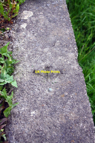 Photo 6"x4" Benchmark on concrete wall beside A6108 Barden c2016