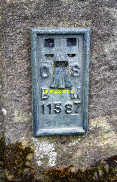 Photo 6"x4" Benchmark on barn at Halfpenny House Downholme c2016