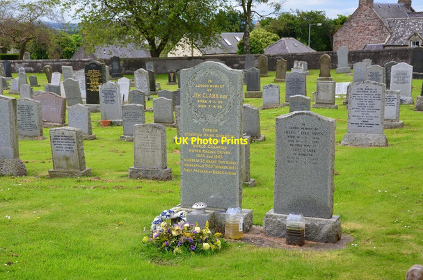 Photo 6"x4" The grave of Jim Clark, Chirnside Parish Church Chirnside c2016