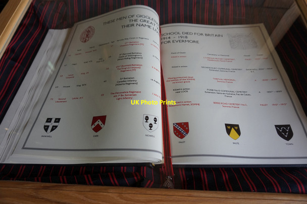 Photo 6"x4" War Memorial Book, Giggleswick School Chapel Settle c2017