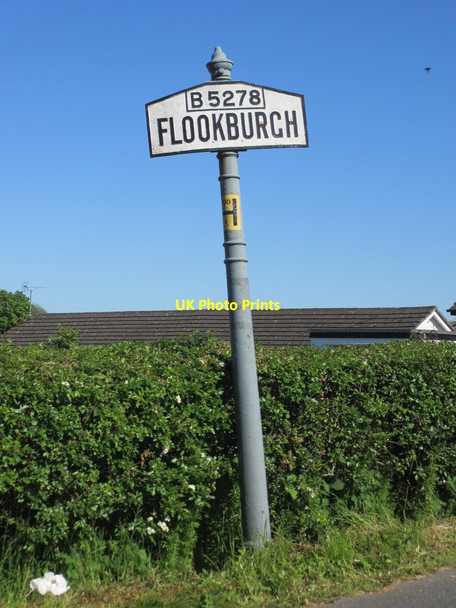 Photo 6"x4" Flookburgh village sign by the B5278, Station Road, Flookburgh Cark c2012