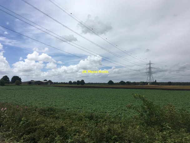 Photo 6"x4" Power lines and pylon and Bartonmoss Farm Irlam c2017