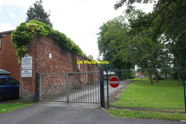Photo 6"x4" Brick wall at entrance to Larches House School from Larches Lane Larches c2016