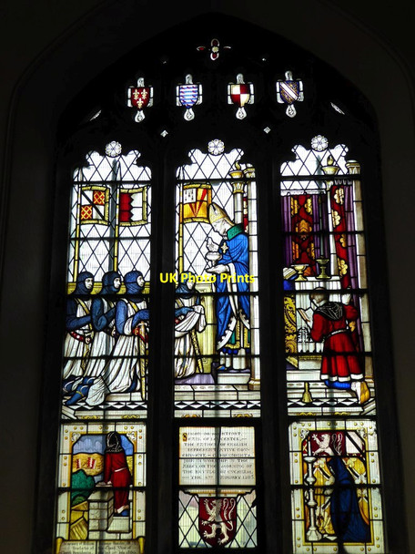 Photo 6"x4" Stained glass window in St Lawrence's church Evesham c2016