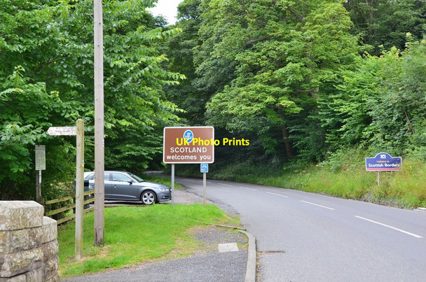 Photo 6"x4" Scottish border sign at Ladykirk and Norham Bridge Ladykirk\/NT8847 c2016