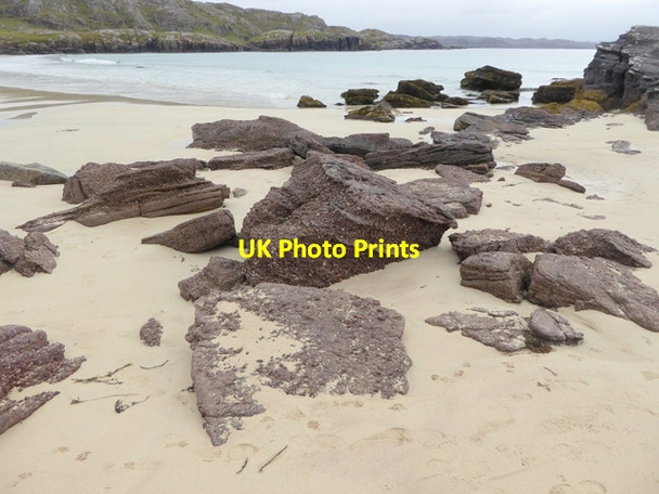 Photo 6"x4" Rocks on Oldshoremore beach Balchrick c2016
