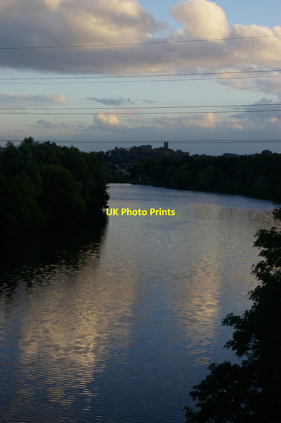 Photo 6"x4" Looking down the Lune from the Lancaster Canal aqueduct, evening light Lancaster c2016