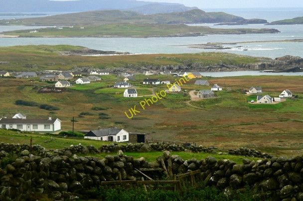 Photo 6"x4" Brinlack - homes on hillside & Gweedore Bay Brinlack c2005