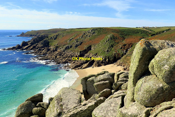 Photo 6"x4" Porth Chapel from R\u00c3\u00b4spletha Cliff Porthcurno c2016
