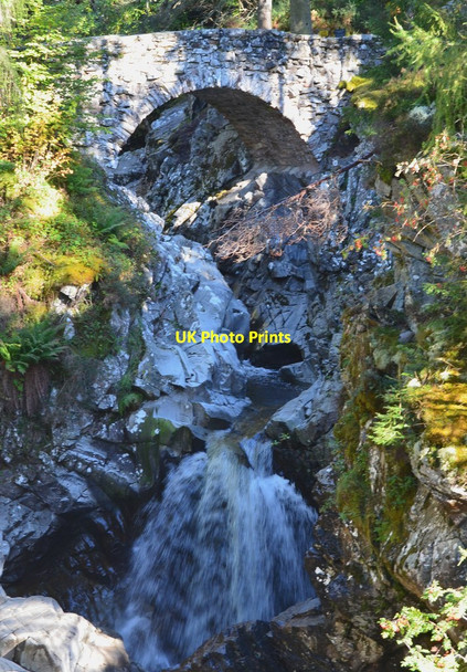 Photo 6"x4" Lower bridge and falls, Bruar Water Bruar c2016