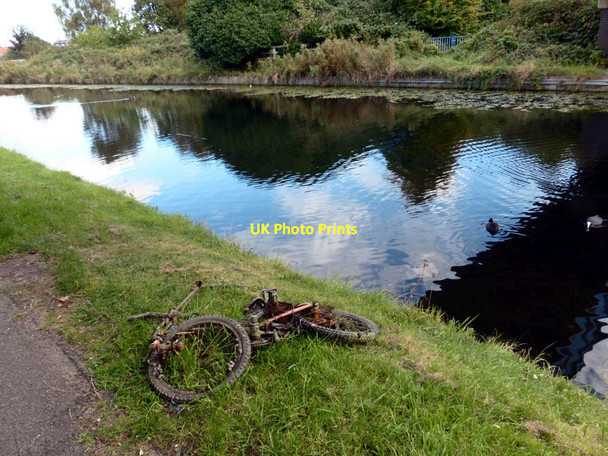 Photo 6"x4" Bits of an old bike has been dredged from the Leeds to Liverpool canal Litherland c2016