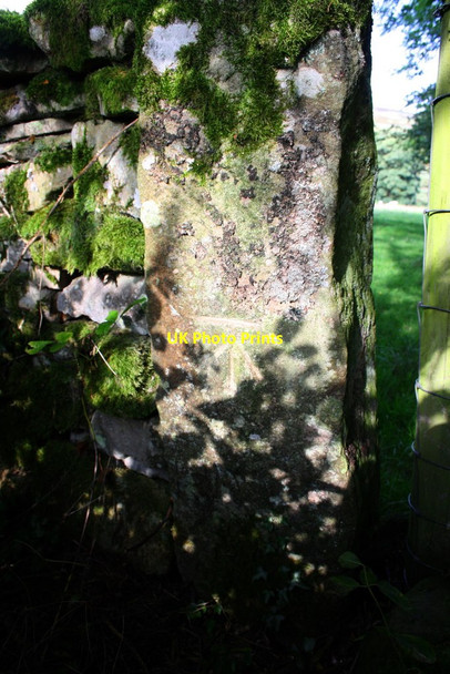 Photo 6"x4" Benchmark on gatepost beside Morley Gate opposite Park Hall Low Whita c2016