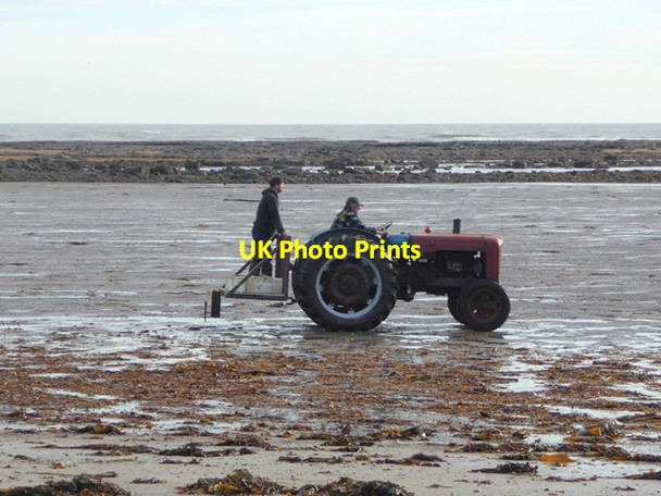 Photo 6"x4" Tractor on Boulmer Beach Boulmer c2016