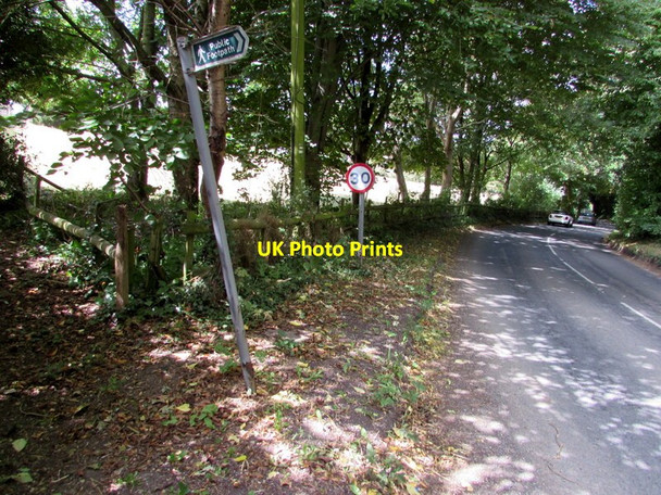 Photo 6"x4" Wonky and misaligned public footpath sign, Frocester Frocester c2016