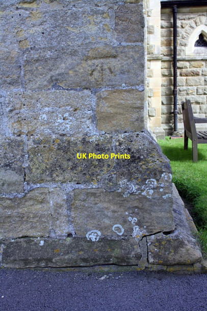 Photo 6"x4" Benchmark on St Mary's Church Thornton Watlass c2016