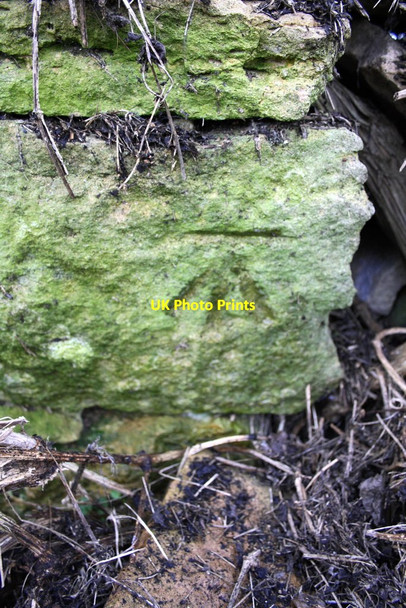 Photo 6"x4" Benchmark on dry stone wall at road junction Charlbury c2014