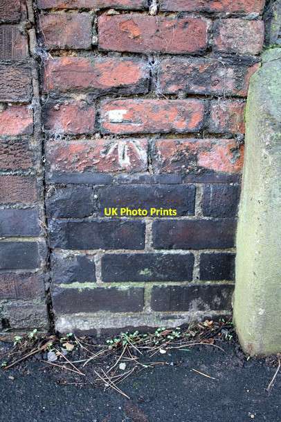 Photo 6"x4" Benchmark on Toothill Road wall Loughborough c2015